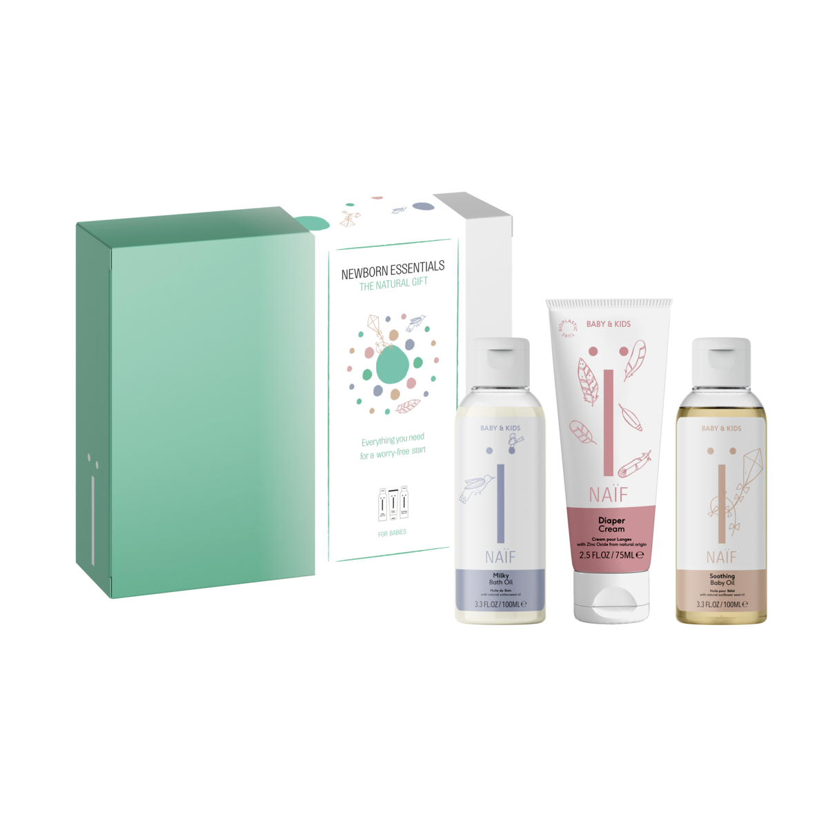 Naïf Newborn Essentials Cadeauset - 3-delige verzorgingsbox